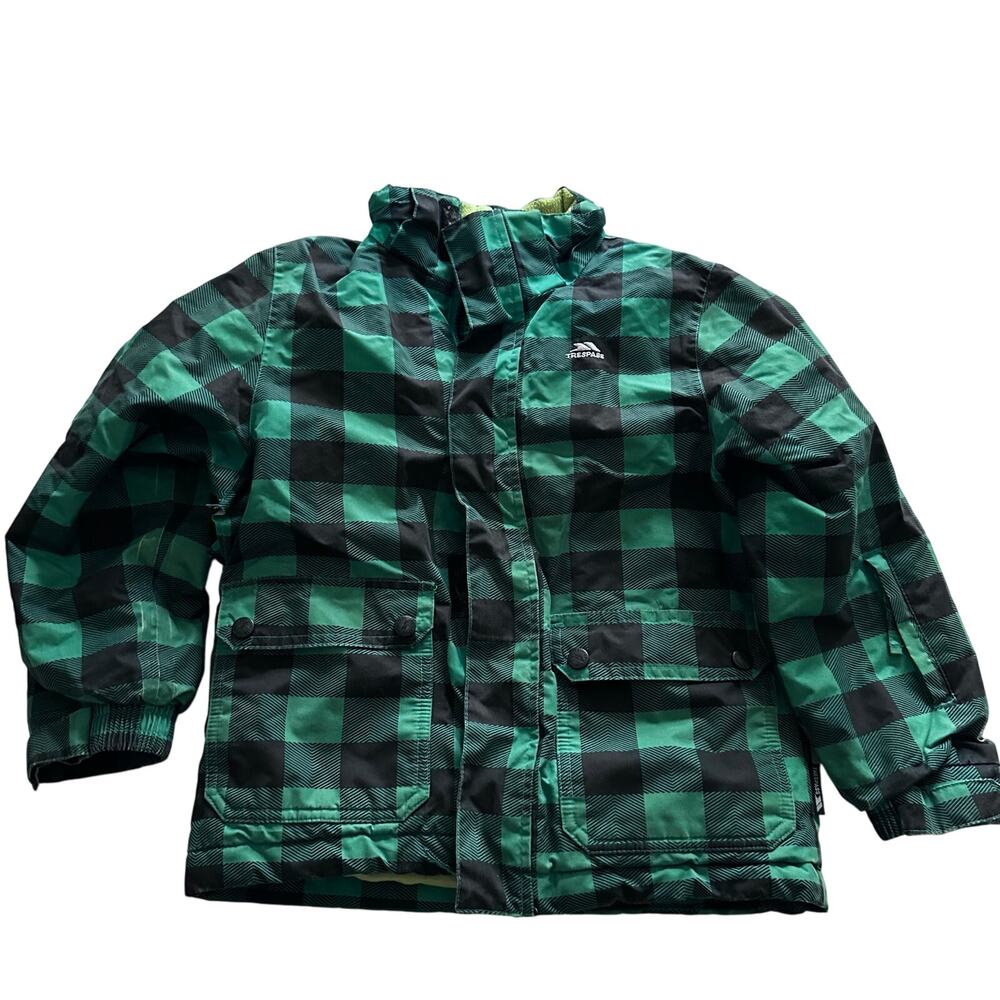 Trespass Kids Green Plaid Winter Jacket Size 5/6